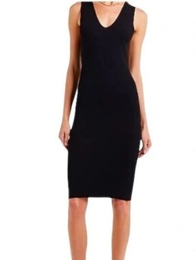 Express Black Ribbed V-Neck Midi Sweater Dress Size Medium